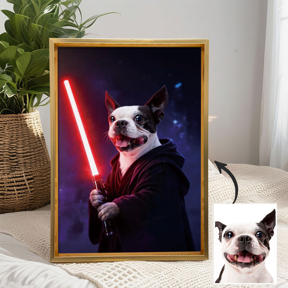 Custom Lightsaber Galactic Hero Pet Portrait Frame Gift for Pet Lover - NameNecklaceAU