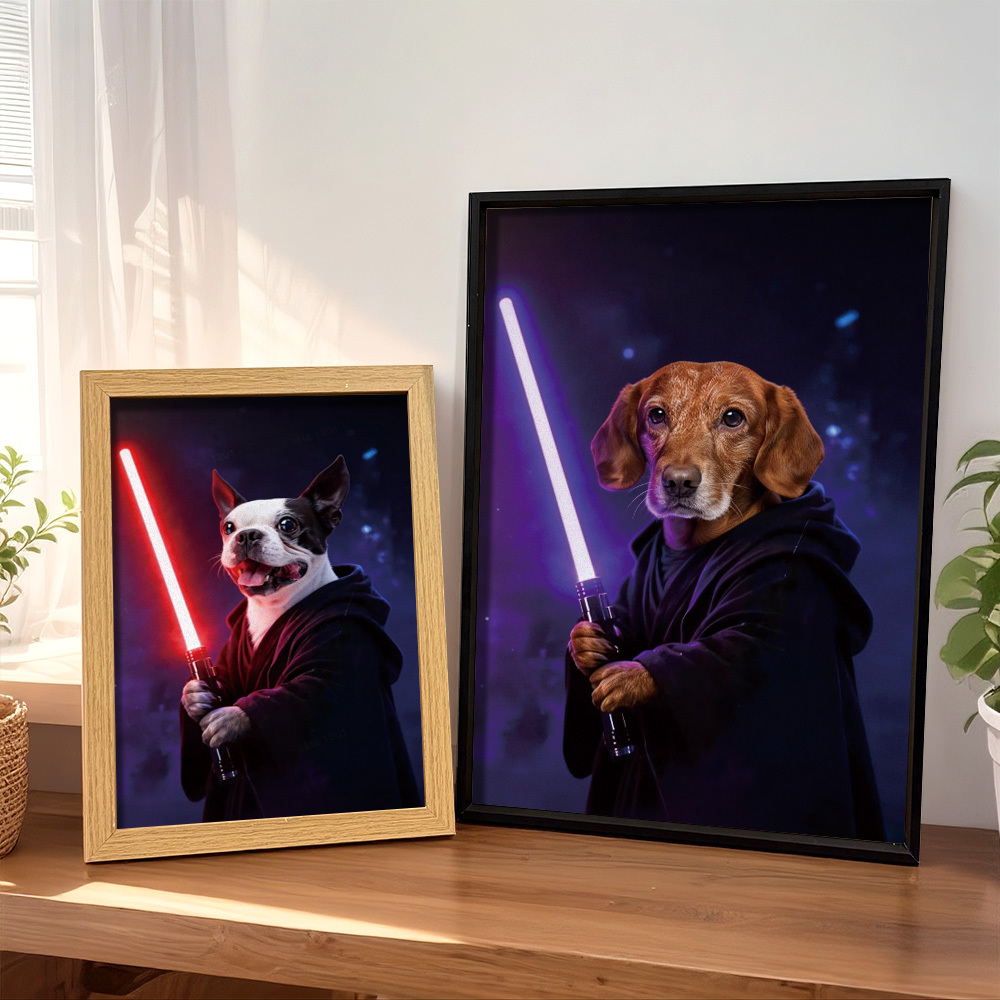 Custom Lightsaber Galactic Hero Pet Portrait Frame Gift for Pet Lover - NameNecklaceAU