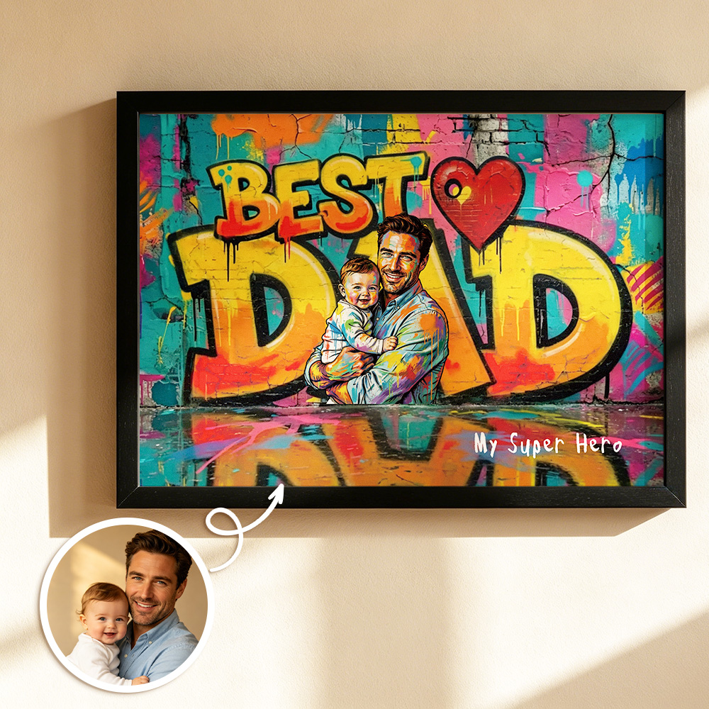 Personalized Photo Graffiti Poster Custom Photo Street Art Wall Decor Fathers Day Gift for Dad