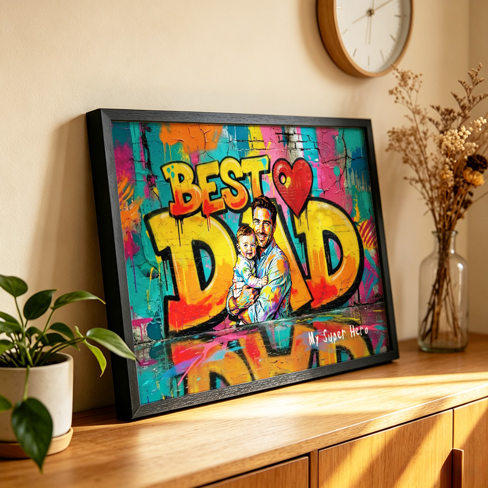 Personalized Photo Graffiti Poster Custom Photo Street Art Wall Decor Fathers Day Gift for Dad