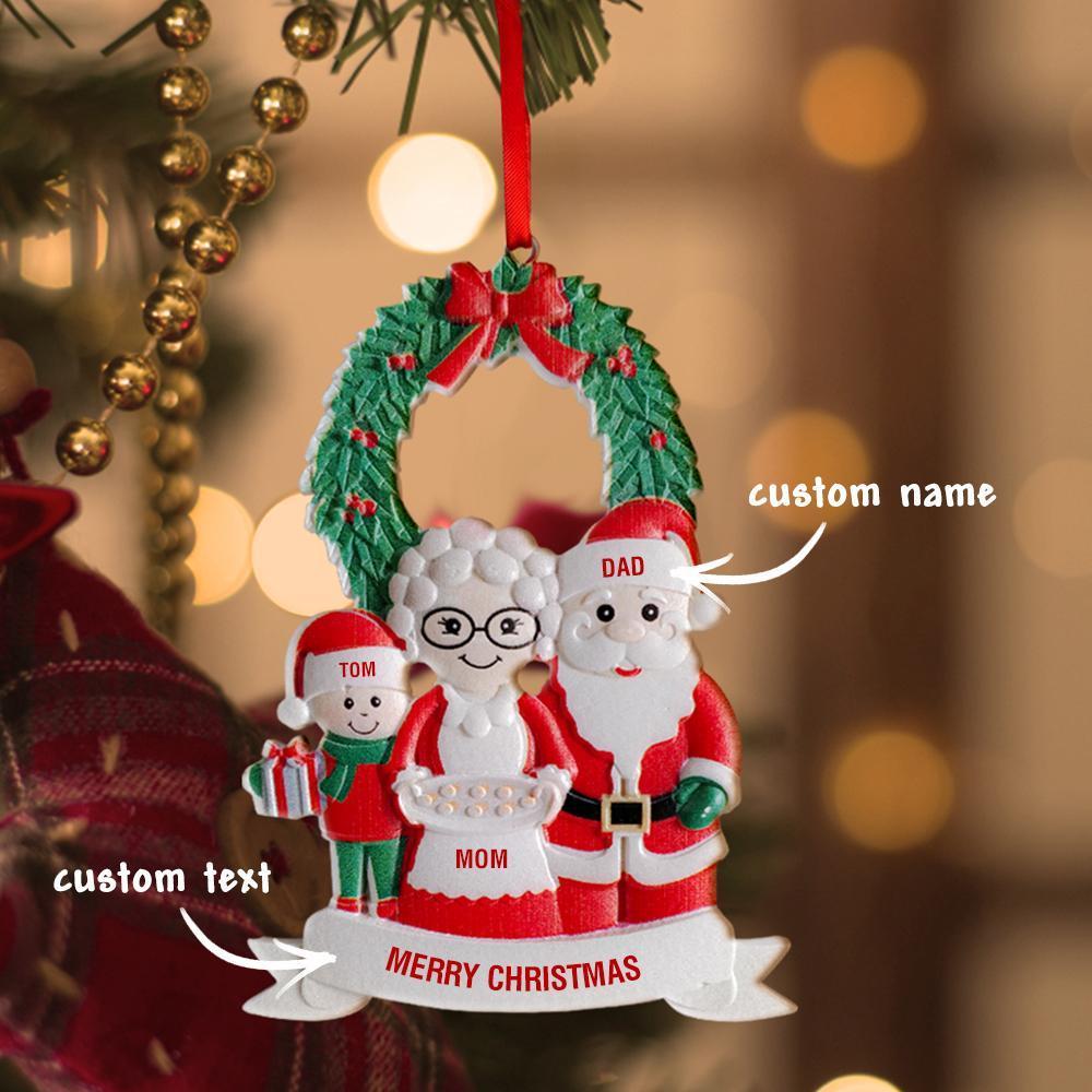 Custom Christmas Tree Ornament Personalized Ornament Santa Claus with Text Gift for Family - yournamenecklaceau