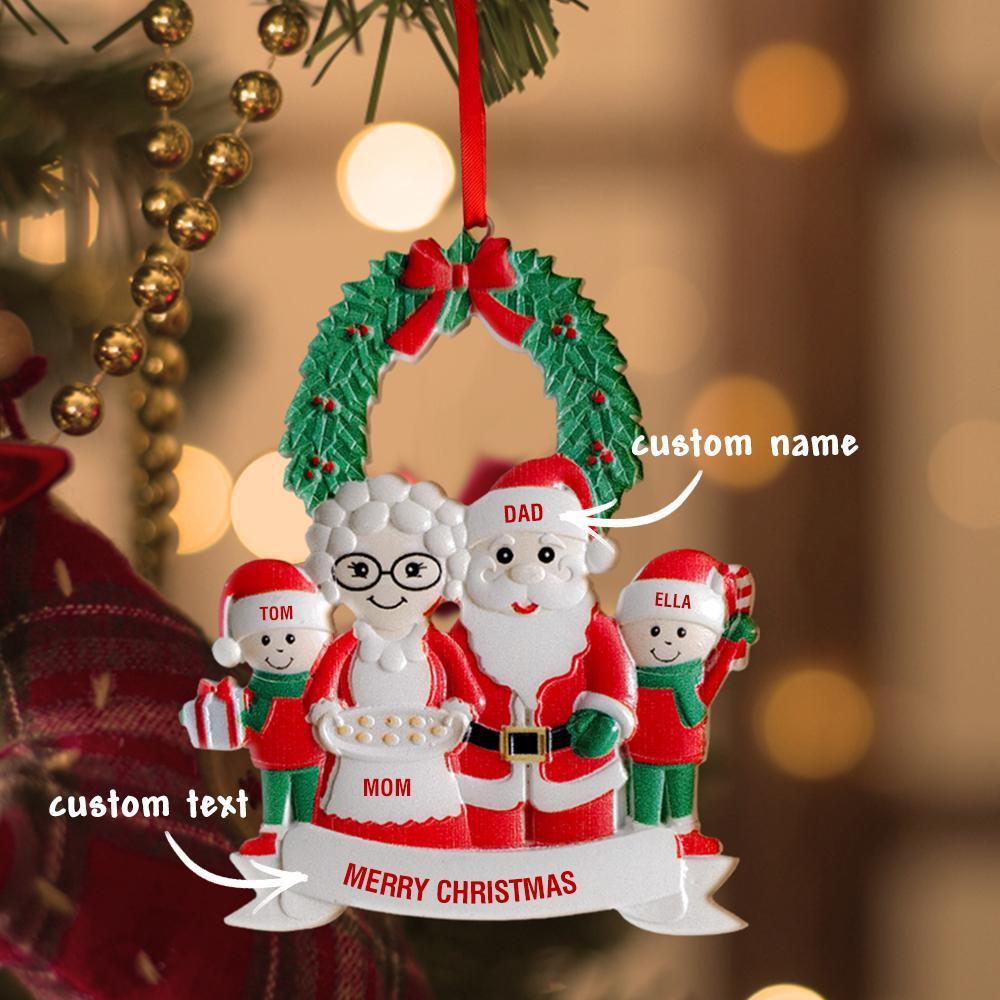 Personalized Santa Claus Ornament Custom Ornament Text Four Names Christmas Gift for Friends - yournamenecklaceau