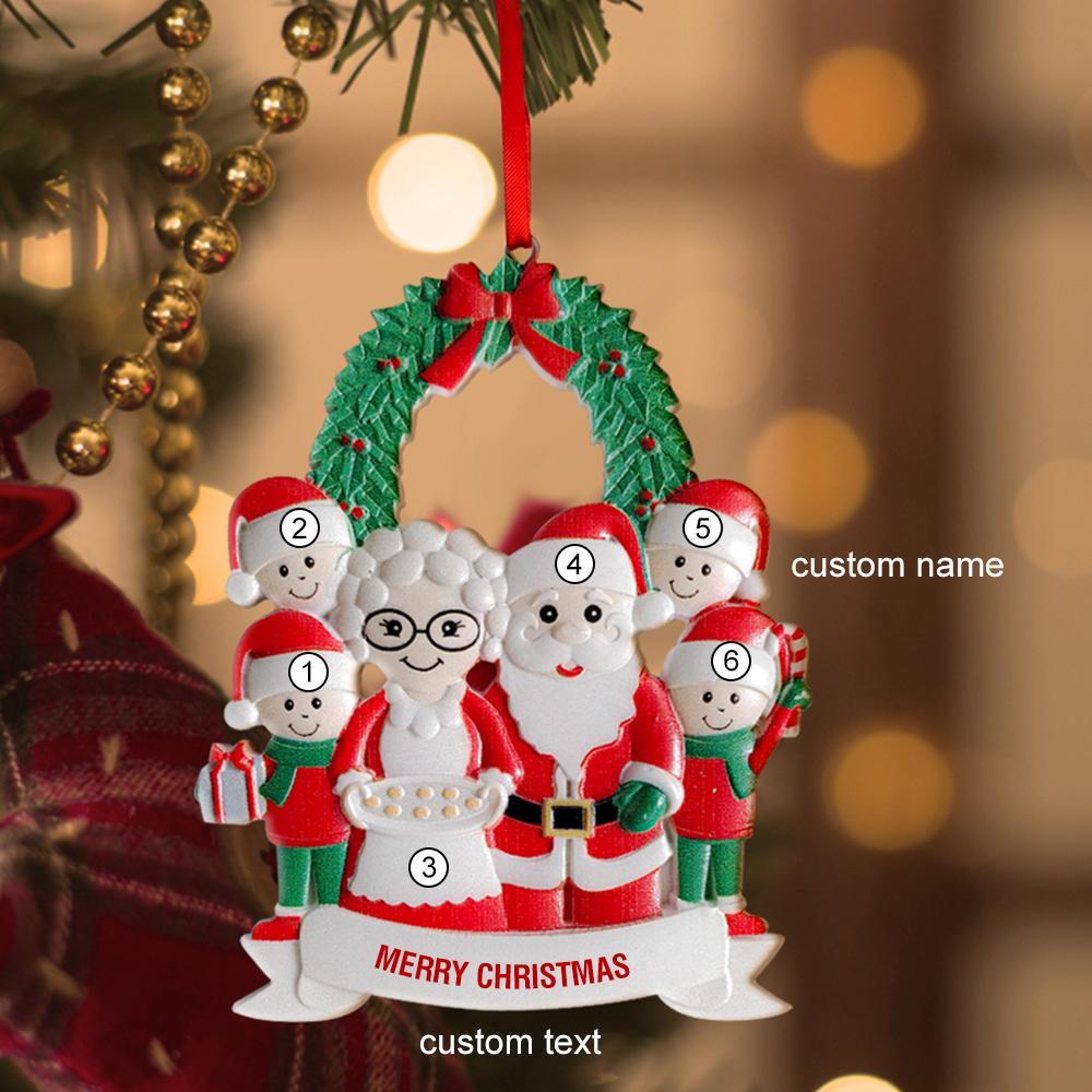 Personalized Santa Claus Ornament Custom Ornament With Text Six Names Christmas Gift for Family - yournamenecklaceau