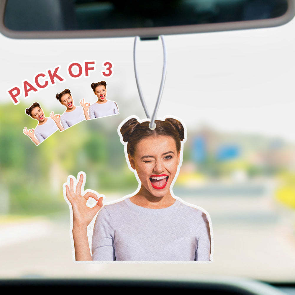 Custom Photo Air Freshener Personalised Car Air Freshener Rearview Mirror Ornament Accessories 3PCS Air Freshener Gifts For Her - GiftLabau