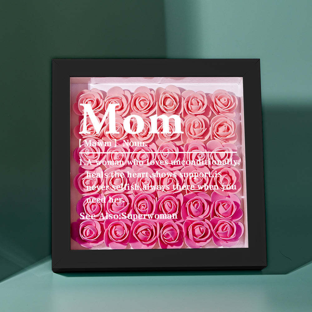 Gradient Pink Flower Shadow Box Frame Gift for Mom - yournamenecklaceau