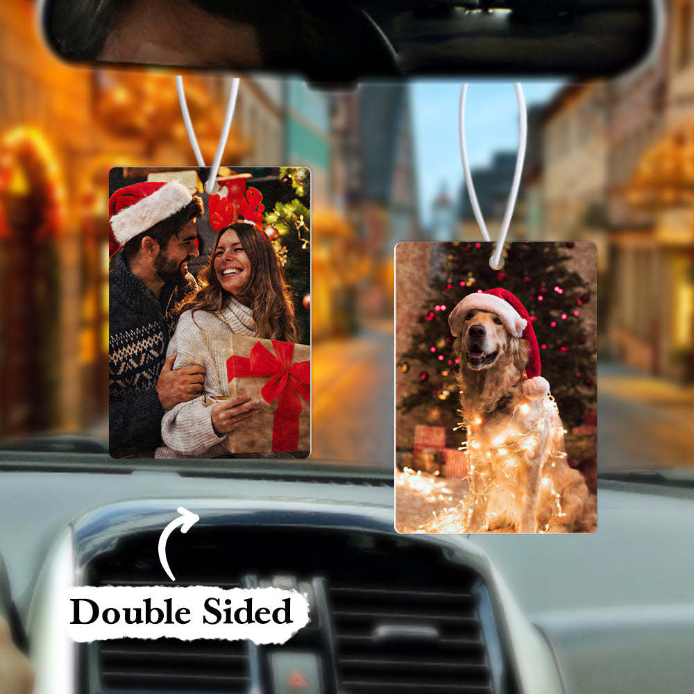 Christmas Gifts Custom Car Air Freshener with Photo Rearview Mirror Ornament Personalizd Gifts for Him Double Sided