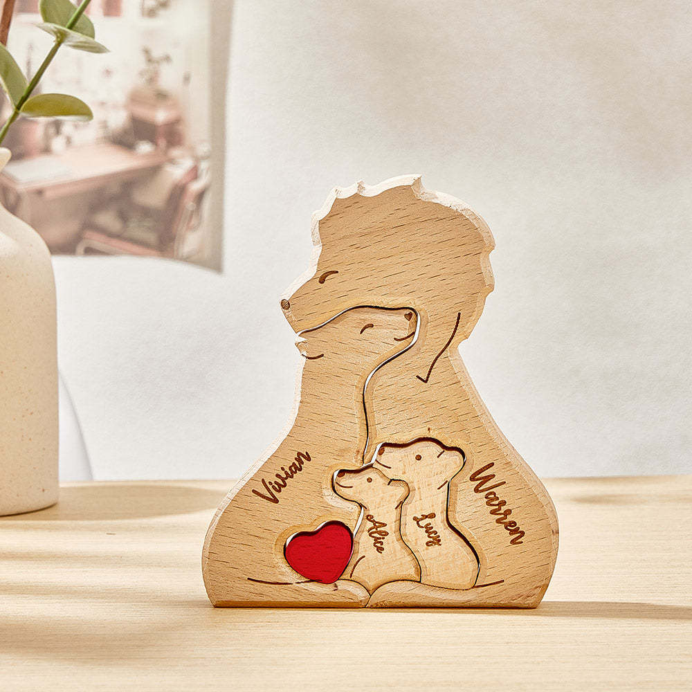 Personalized Wooden Lions Custom Family Member Names Puzzle Home Decor Gifts - yournamenecklaceau