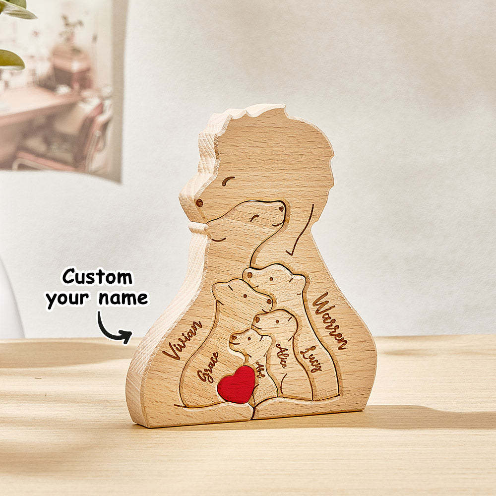 Personalized Wooden Lions Custom Family Member Names Puzzle Home Decor Gifts - yournamenecklaceau