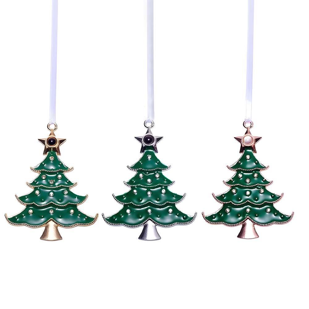 New Christmas tree projection ornaments hanging ornaments custom high-definition color photos Thanksgiving Christmas gifts