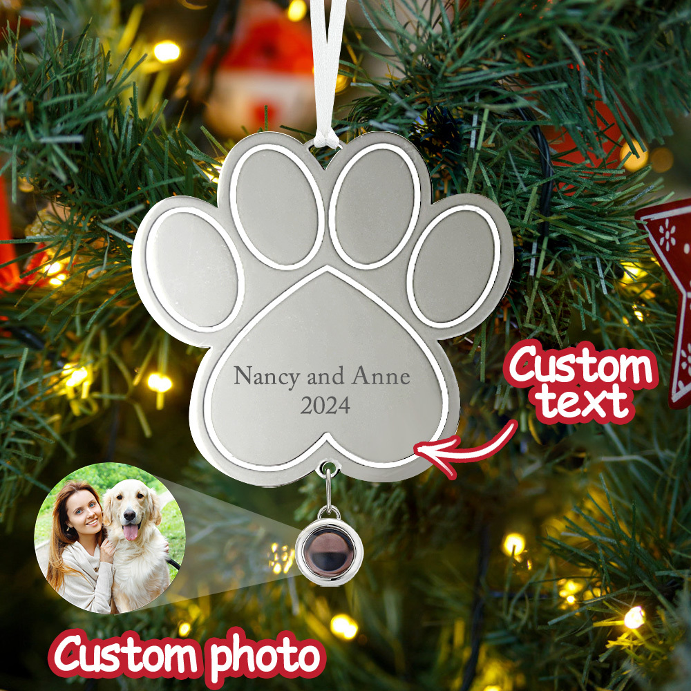 Custom Projection Ornament Personalised Photo Paw Ornament Gifts for Pet Lovers