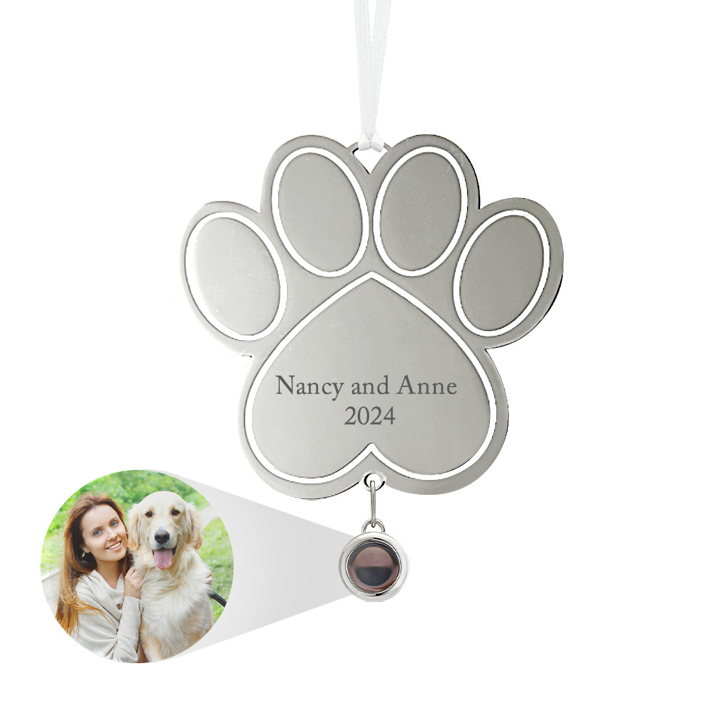 Custom Projection Ornament Personalised Photo Paw Ornament Gifts for Pet Lovers