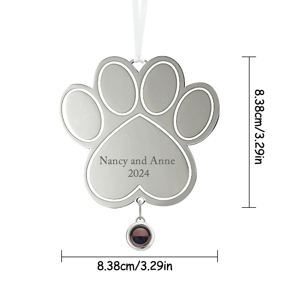 Custom Projection Ornament Personalised Photo Paw Ornament Gifts for Pet Lovers
