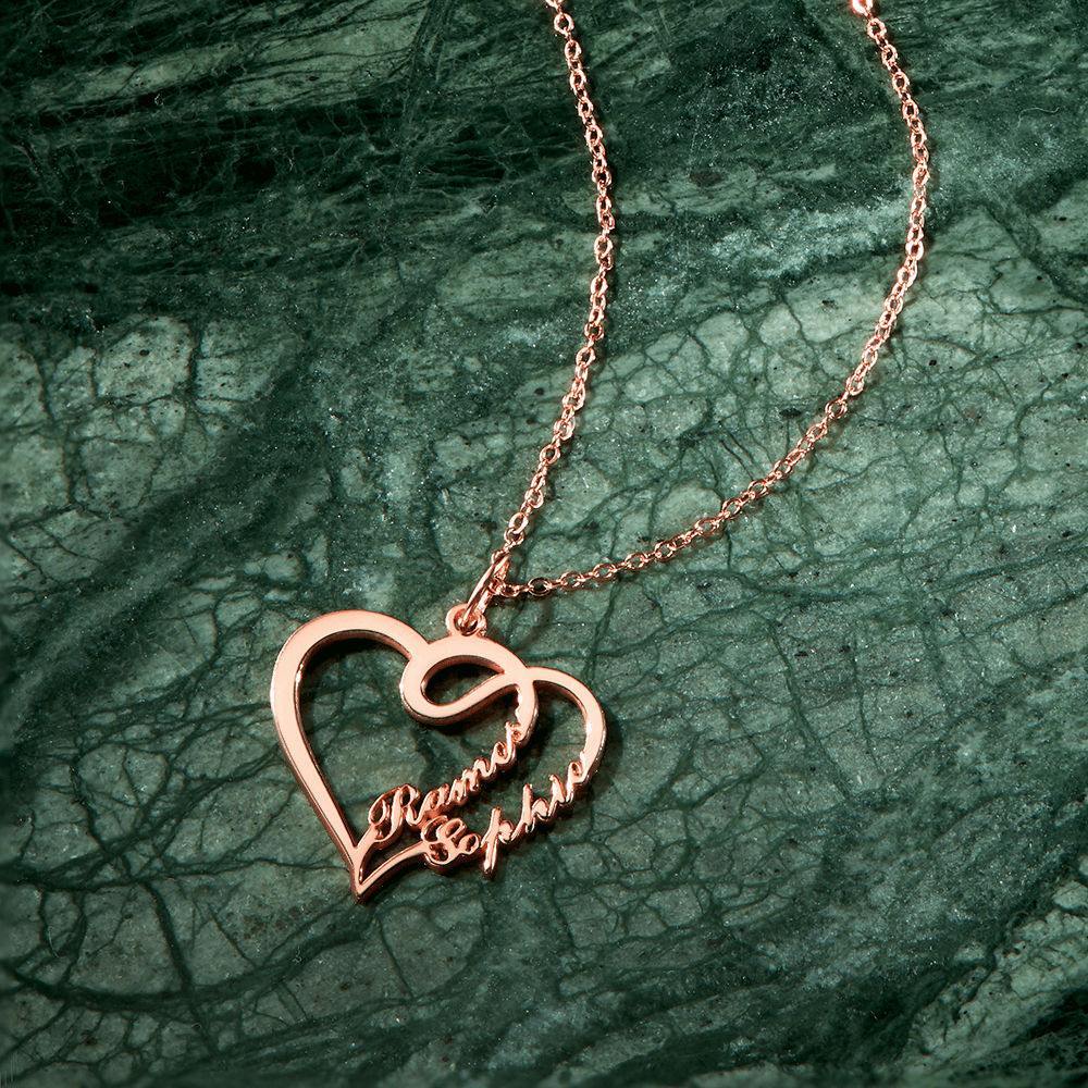 Overlapping Heart Two Name Necklace Silver - yournamenecklace