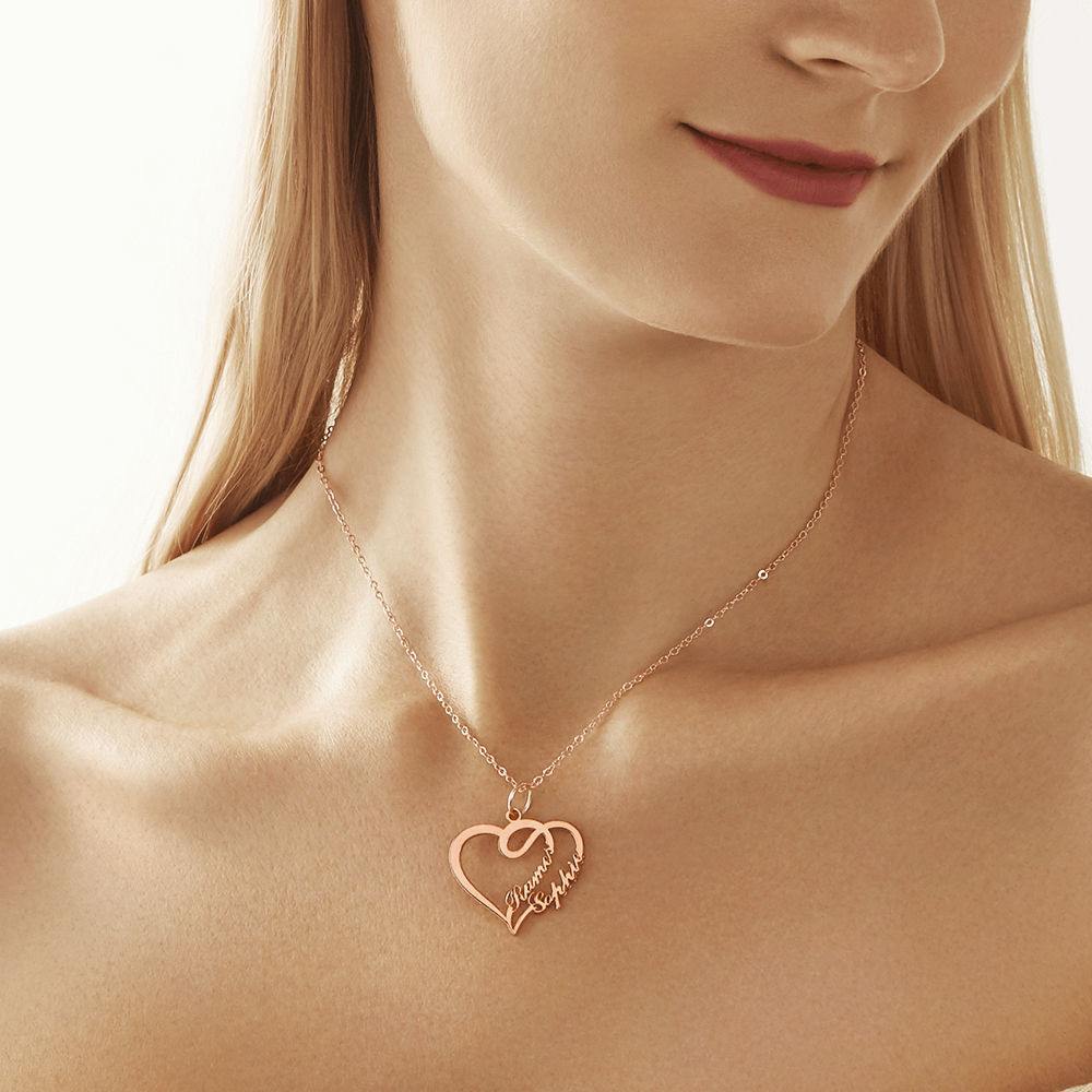 Overlapping Heart Two Name Necklace Silver - yournamenecklace