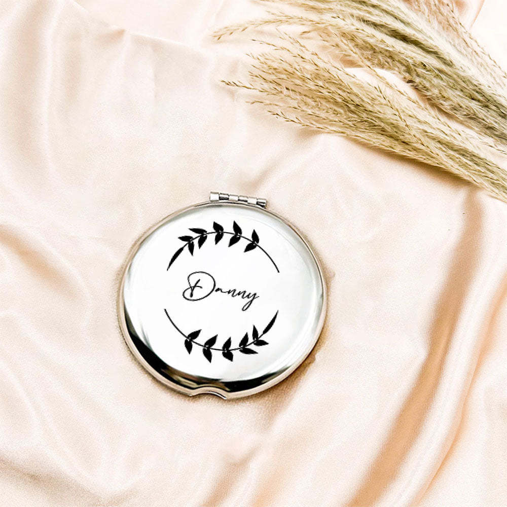 Personalized Engraved Silver Compact Mirror Favor, Custom Engraved Name Pocket Mirror, Gift for Her, Bridesmaid Gifts, Wedding Party Gifts - yournamenecklaceau