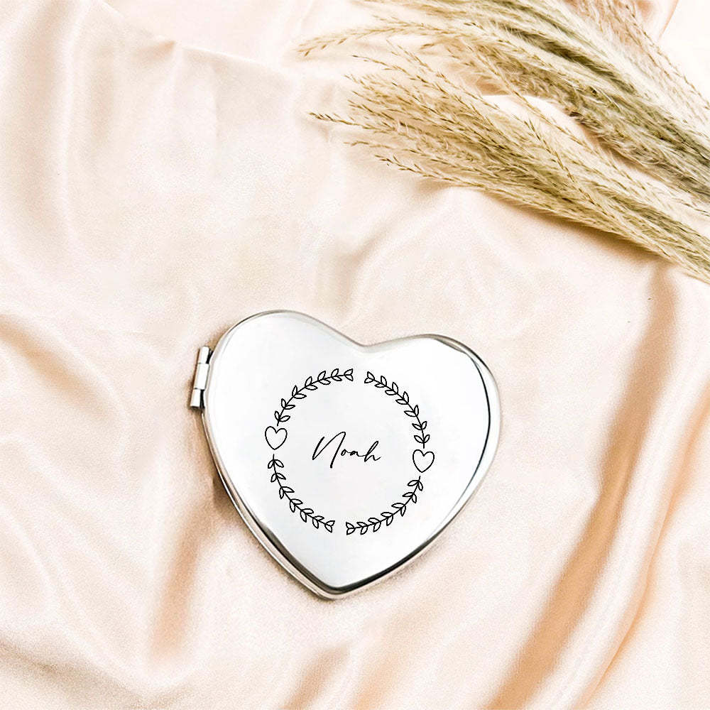 Personalized Engraved Silver Compact Mirror Favor, Custom Engraved Name Pocket Mirror, Gift for Her, Bridesmaid Gifts, Wedding Party Gifts - yournamenecklaceau