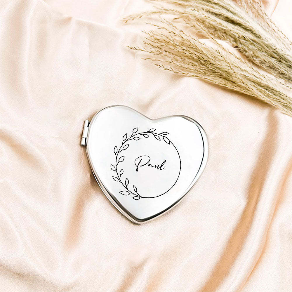 Personalized Engraved Silver Compact Mirror Favor, Custom Engraved Name Pocket Mirror, Gift for Her, Bridesmaid Gifts, Wedding Party Gifts - yournamenecklaceau