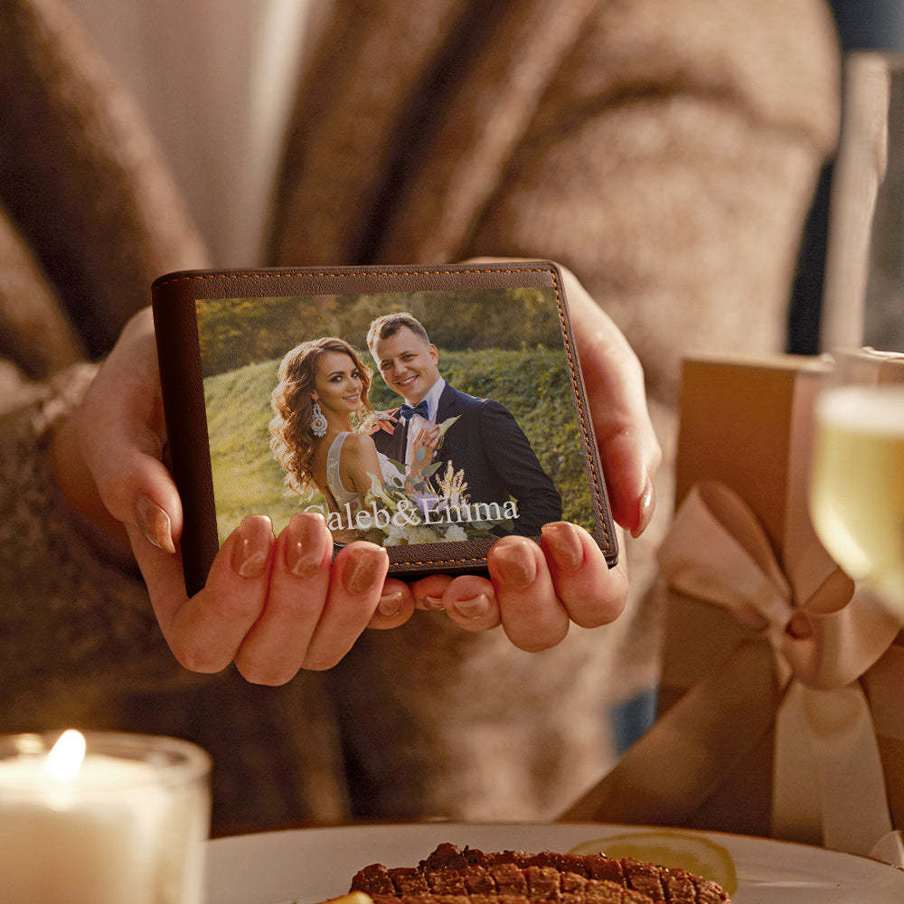 Custom Photo Engraved Wallet Valentine's Day Wedding Gift for Boyfriend - yournamenecklaceau