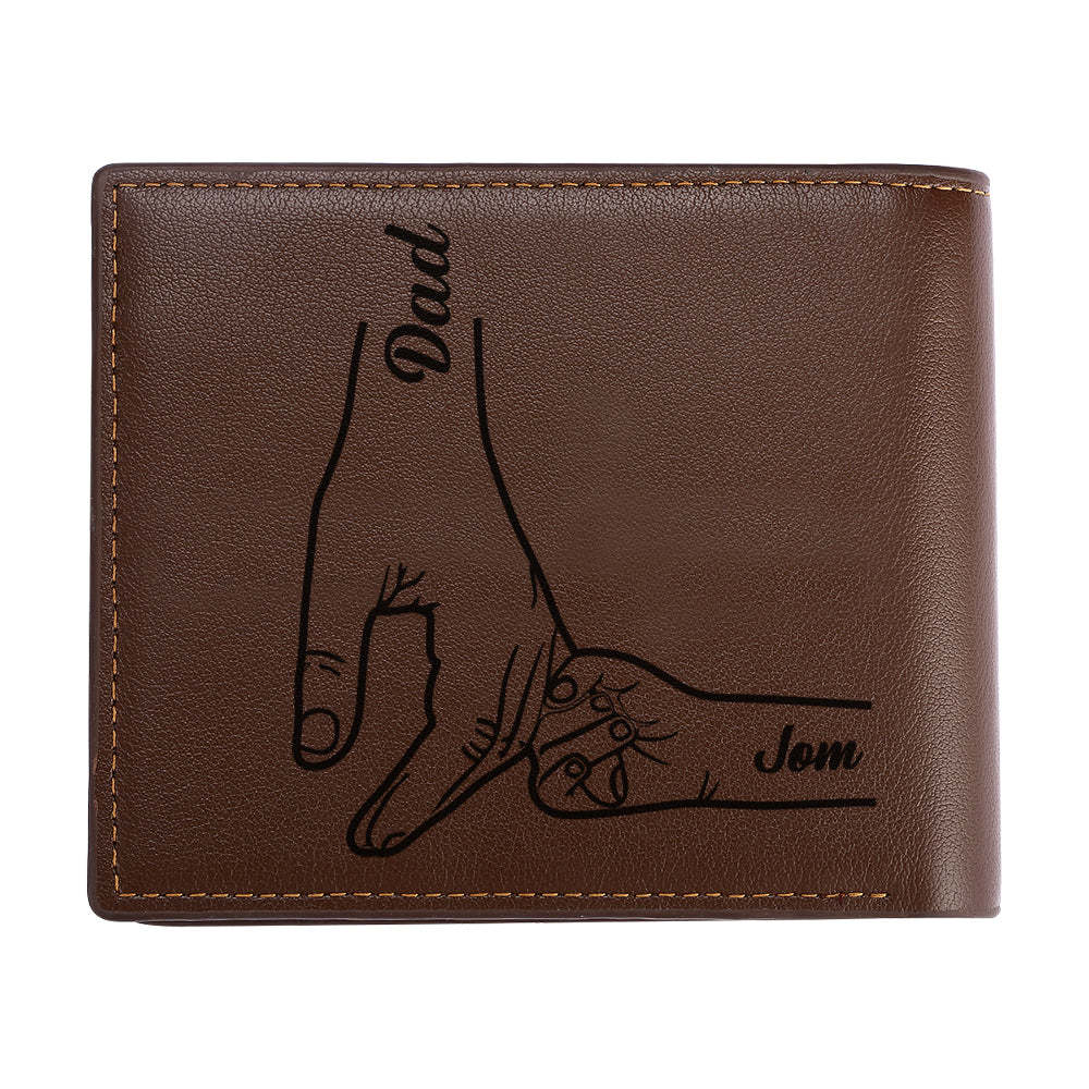Custom Photo Engraved Leather Wallet Father's Day Gift for Dad - yournamenecklaceau