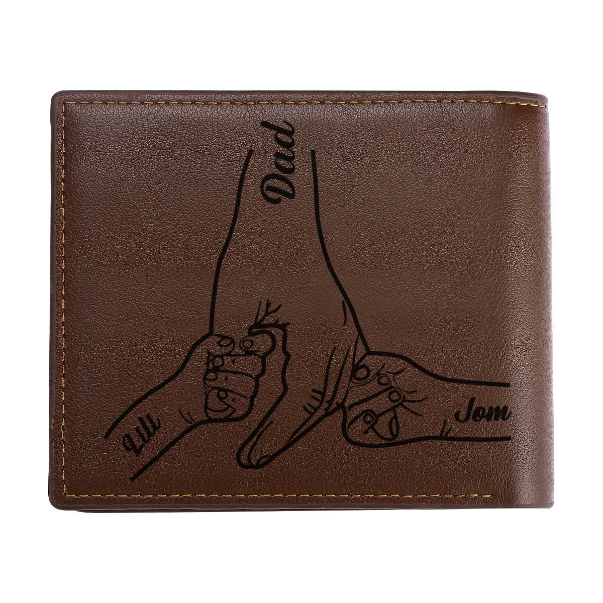 Custom Photo Engraved Leather Wallet Father's Day Gift for Dad - yournamenecklaceau