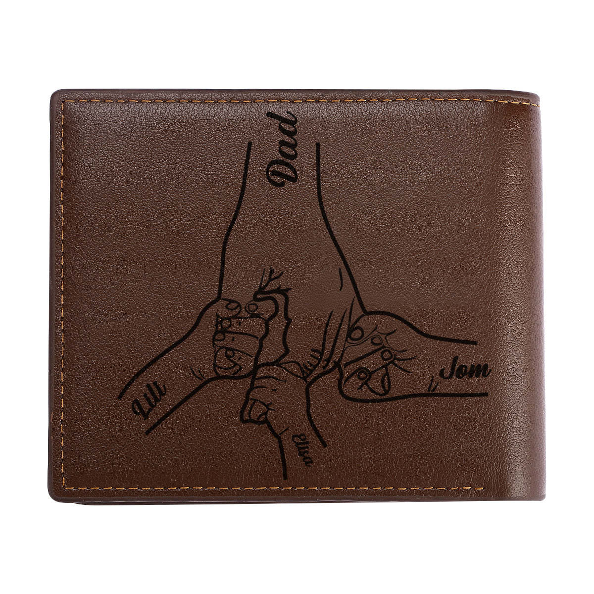 Custom Photo Engraved Leather Wallet Father's Day Gift for Dad - yournamenecklaceau