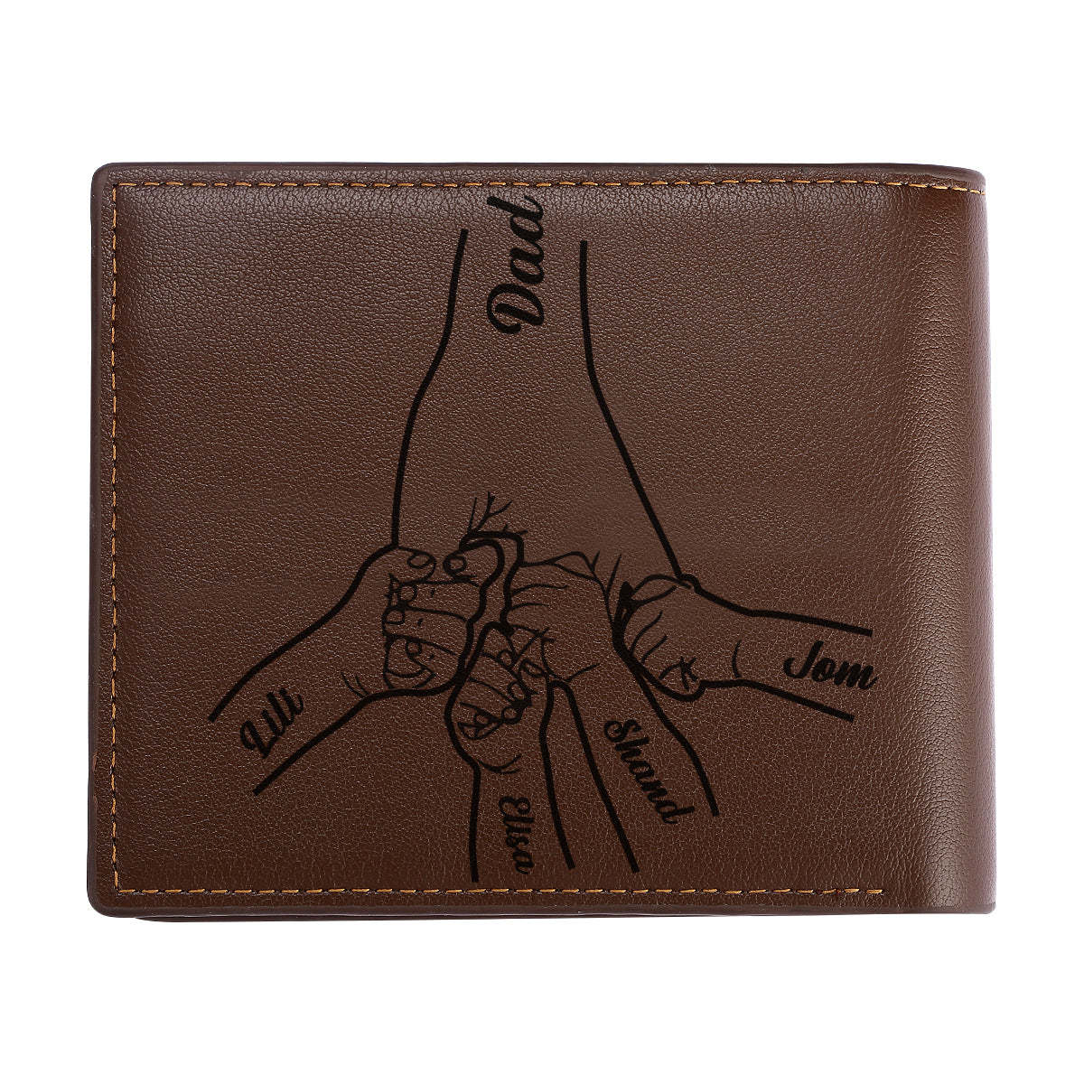 Custom Photo Engraved Leather Wallet Father's Day Gift for Dad - yournamenecklaceau