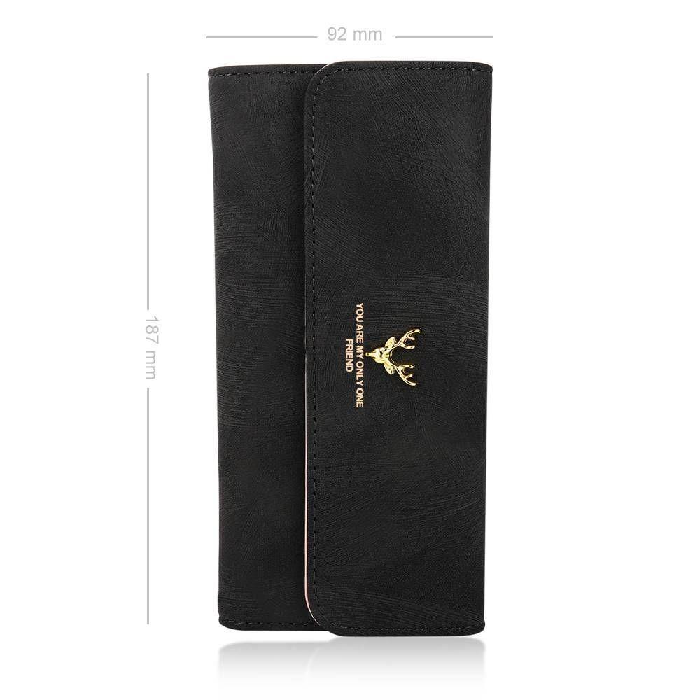Women's Trifold Photo Wallet - Black Leather - yournamenecklace