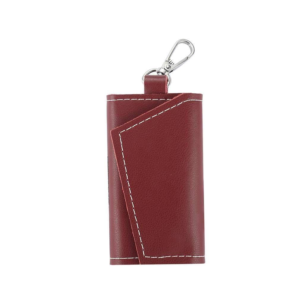 Photo Leather Key Case, Key Holder Wallet Dark Red - yournamenecklace