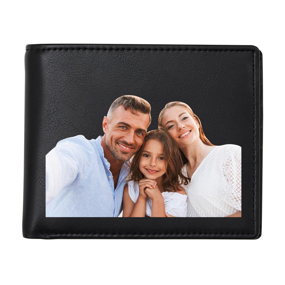 Personalised Leather Wallet Anti-Theft Brush RFID Protected Wallet Mens Custom Portrait Wallet -Black - yournamenecklace