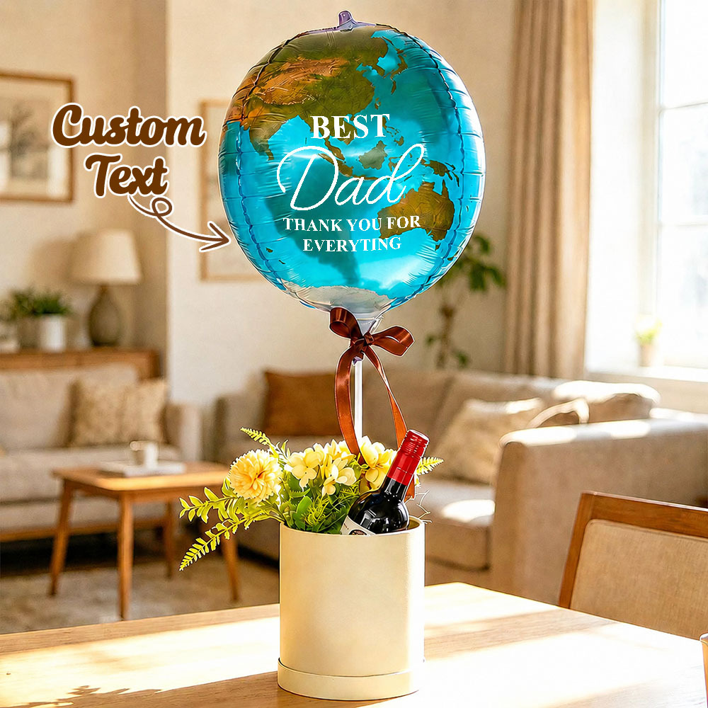 Best Dad In The Whole World Balloon Personalized Earth-Shaped Balloon Set Father's Day Gift for Dad or for Grandpa - NameNecklaceAU