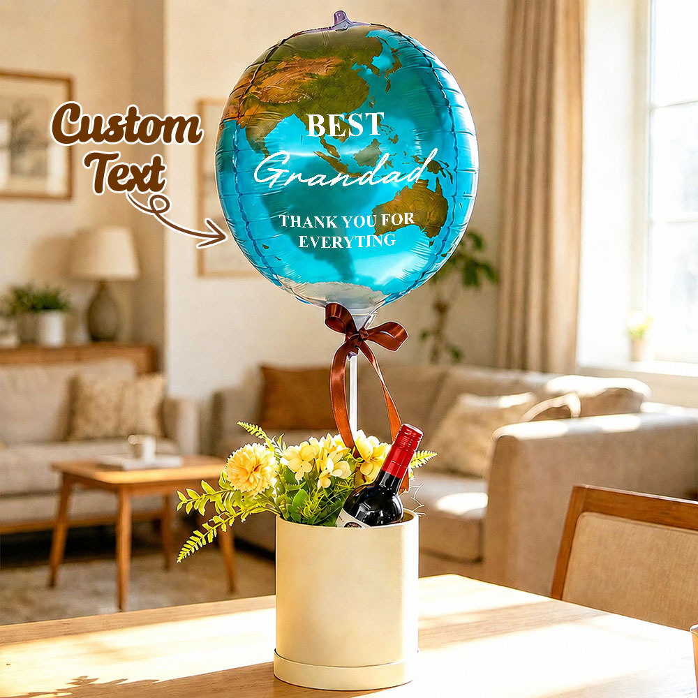 Best Dad In The Whole World Balloon Personalized Earth-Shaped Balloon Set Father's Day Gift for Dad or for Grandpa - NameNecklaceAU