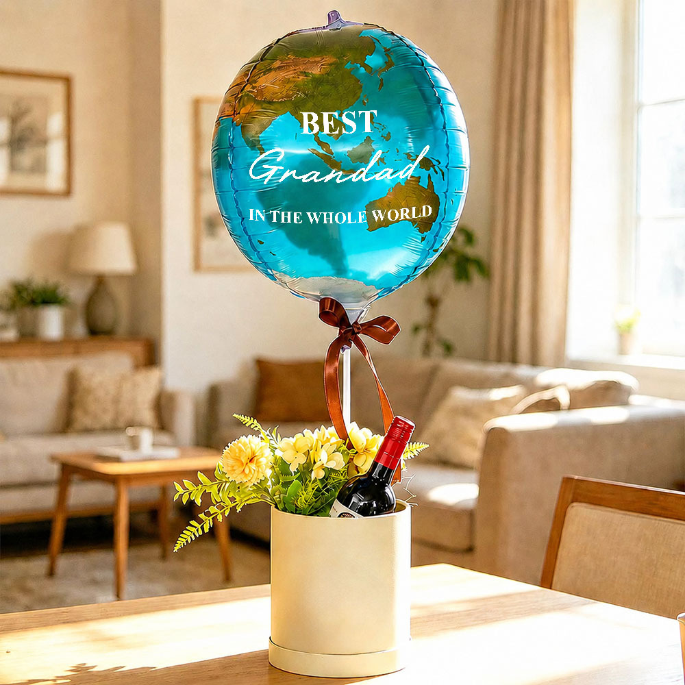 Best Dad In The Whole World Balloon Personalized Earth-Shaped Balloon Set Father's Day Gift for Dad or for Grandpa - NameNecklaceAU