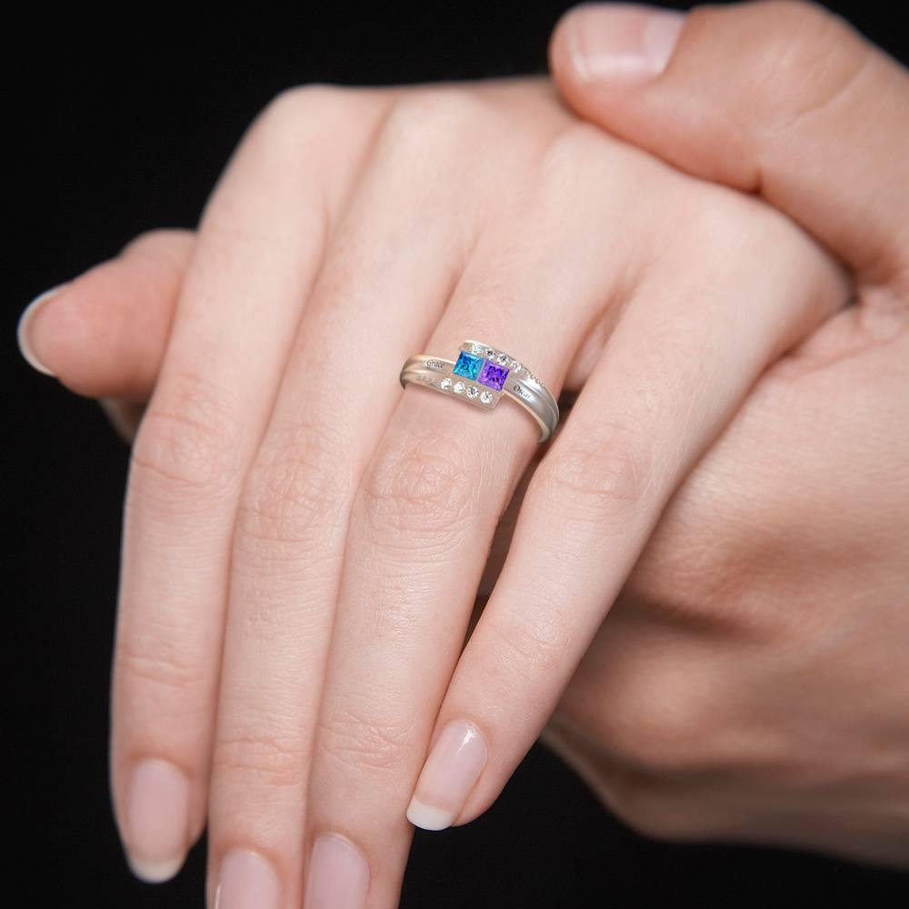 Engraved Birthstone Promise Ring Silver - yournamenecklaceus