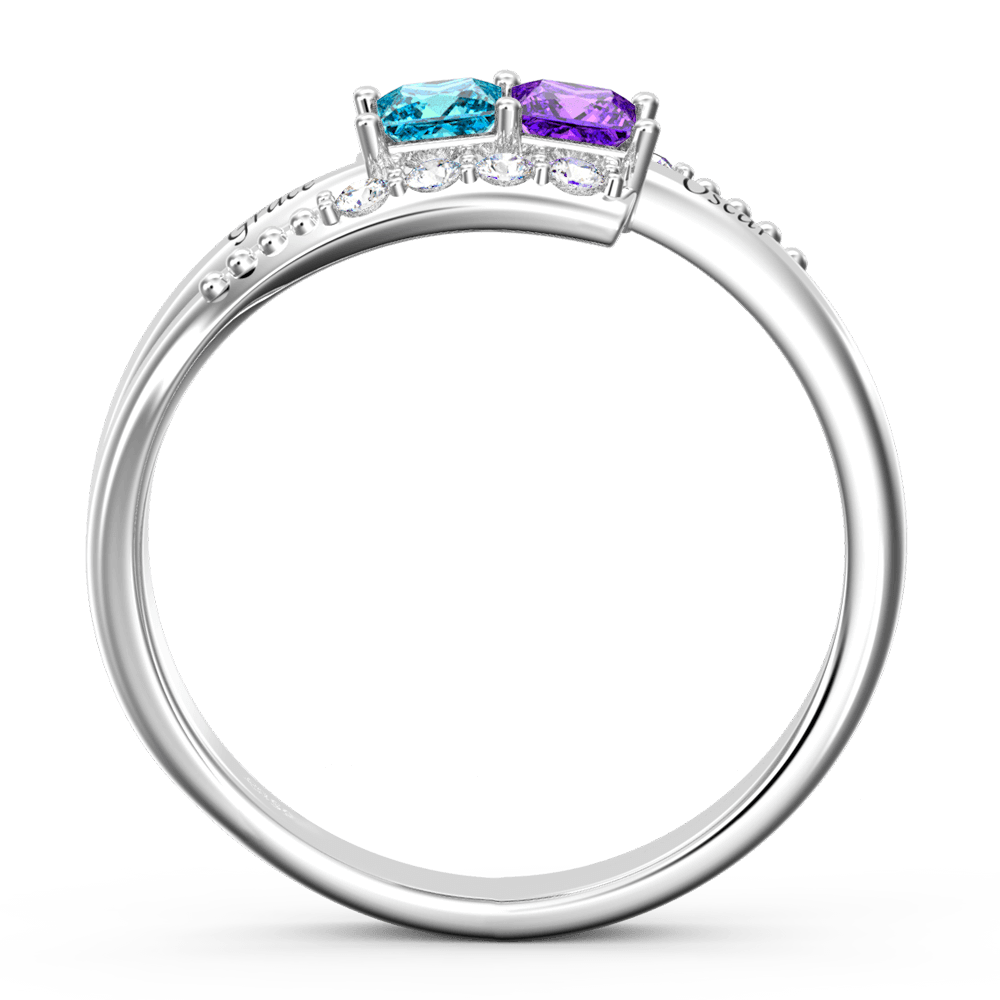 Engraved Birthstone Promise Ring Silver - yournamenecklaceus