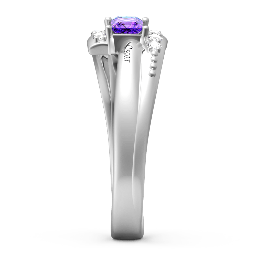Engraved Birthstone Promise Ring Silver - yournamenecklaceus