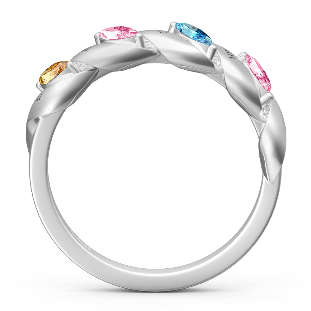 Personalised Birthstone Mother's Ring with Engraving Silver - yournamenecklaceus