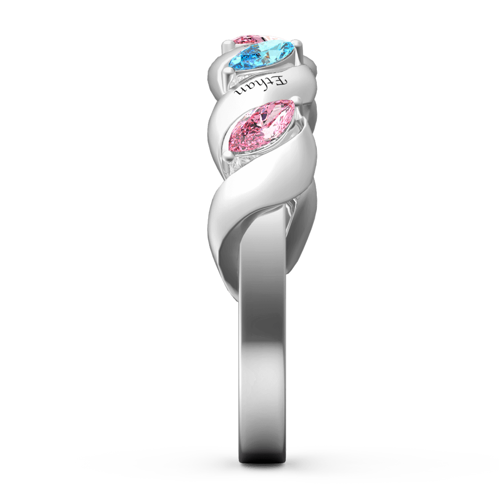Personalised Birthstone Mother's Ring with Engraving Silver - yournamenecklaceus