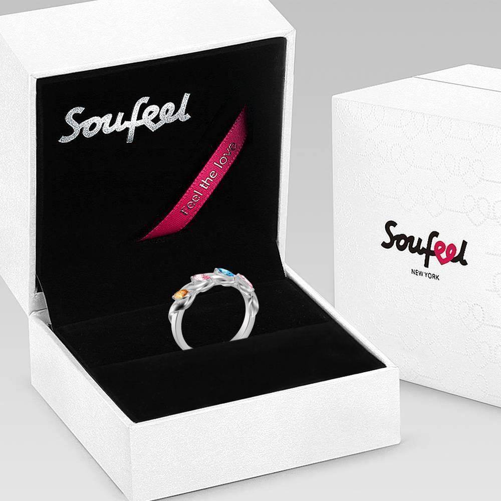 Personalised Birthstone Mother's Ring with Engraving Silver - yournamenecklaceus