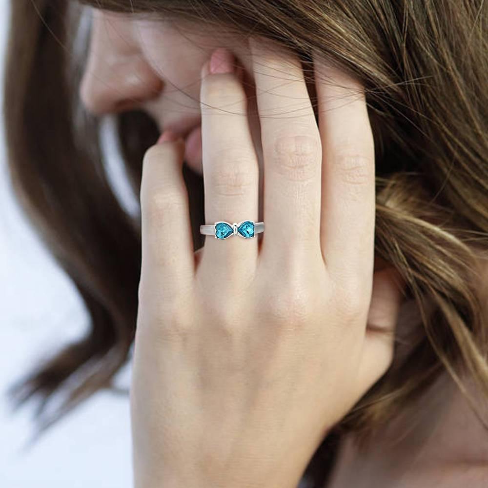 Engraved Birthstone Adorable Bow Ring - yournamenecklaceus