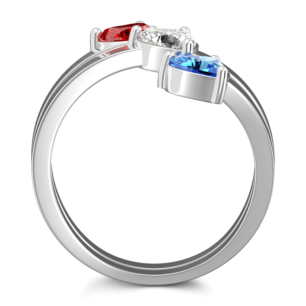 Personalised Heart Birthstone Promise Ring with Engraving Silver - yournamenecklaceus