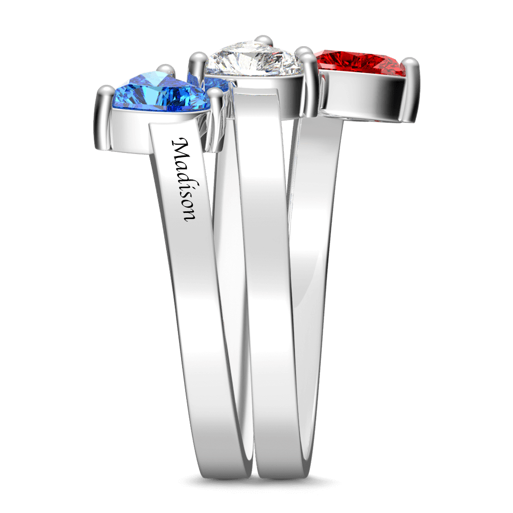 Personalised Heart Birthstone Promise Ring with Engraving Silver - yournamenecklaceus