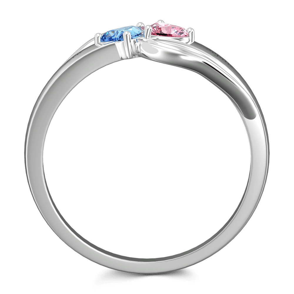 Personalised Heart Birthstone Promise Ring with Engraving Silver - yournamenecklaceus