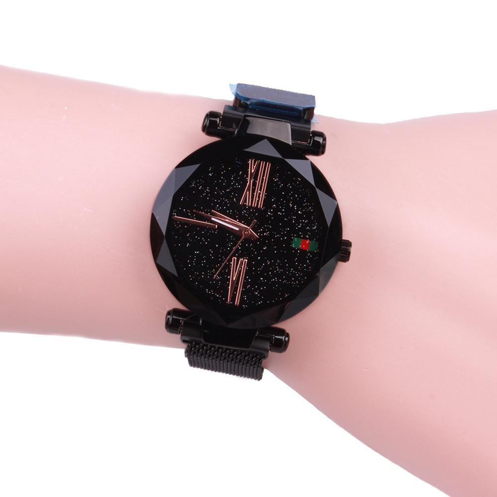 Star Dial Watch with Roman Numerals Black