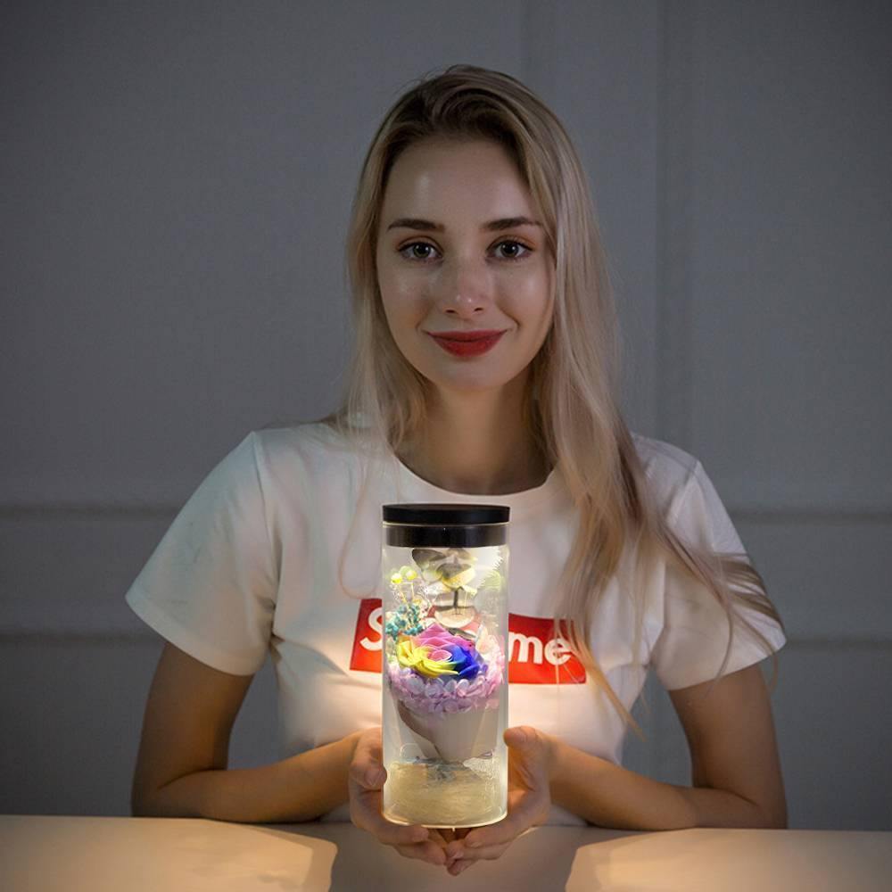 Night Lamp, LED Bottle Lamp Touch Light - Colorful Rose - yournamenecklace