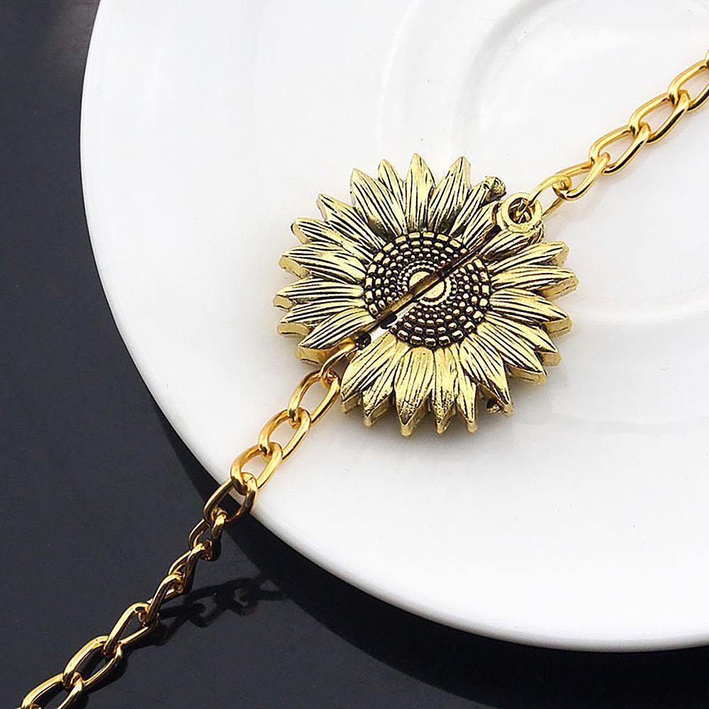 Sunflower Bracelet, Double Layer Lettering Vintage
