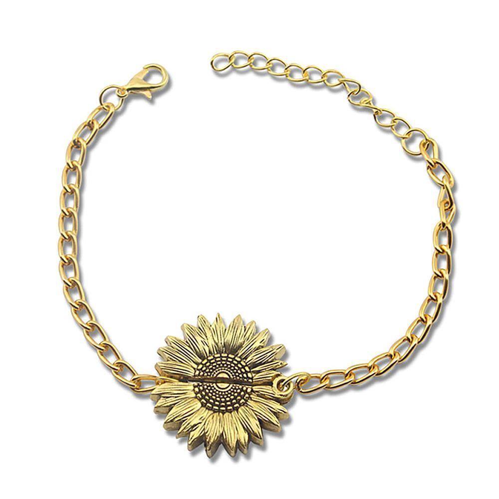 Sunflower Bracelet, Double Layer Lettering Vintage Unique Gift
