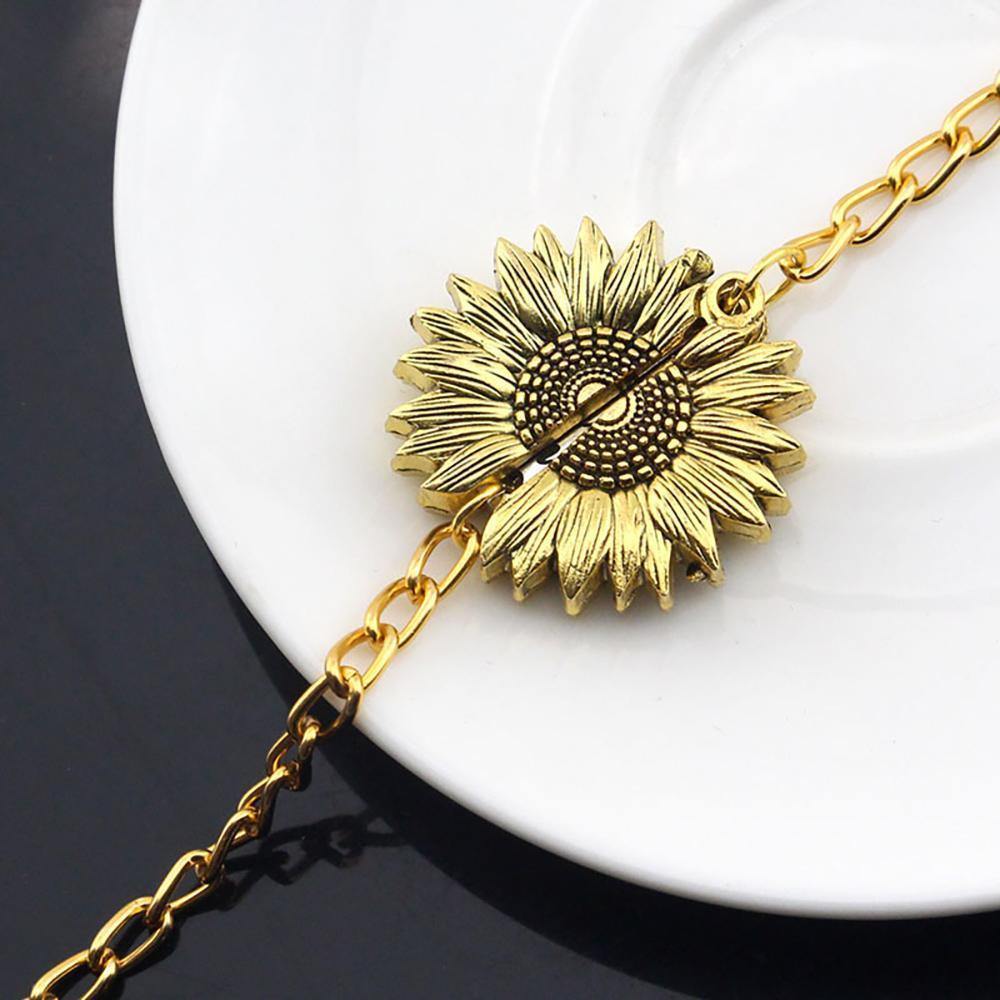 Sunflower Bracelet, Double Layer Lettering Vintage Unique Gift