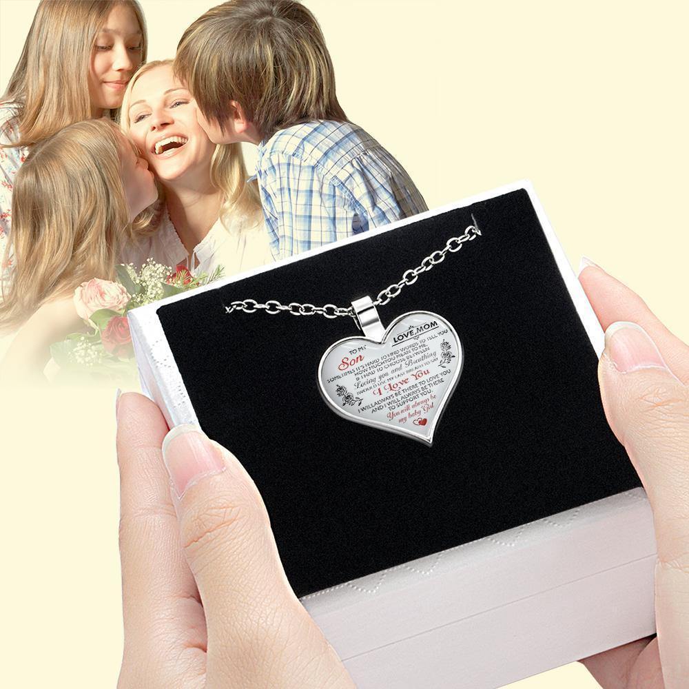 Heart Necklace A Unique and Thoughtful Gift Mom And Son - Silver - soufeelus