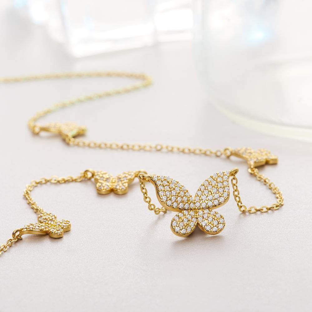 Clavicle Necklace with Butterfly for Girlfriend Gifts Zircon - soufeelus