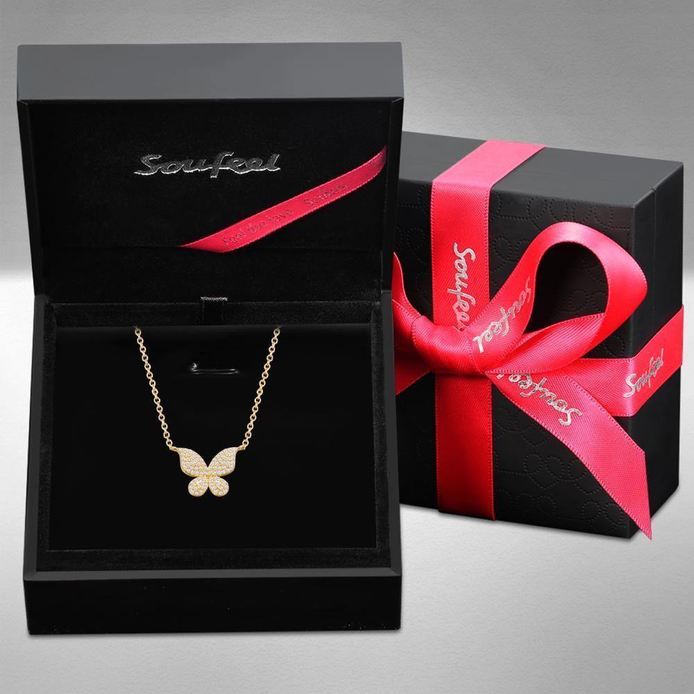 Clavicle Necklace with Butterfly for Girlfriend Gifts Zircon - soufeelus